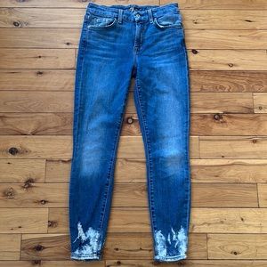 7 For All Mankind The Ankle Skinny Jeans with Bleach Wash Hem 27